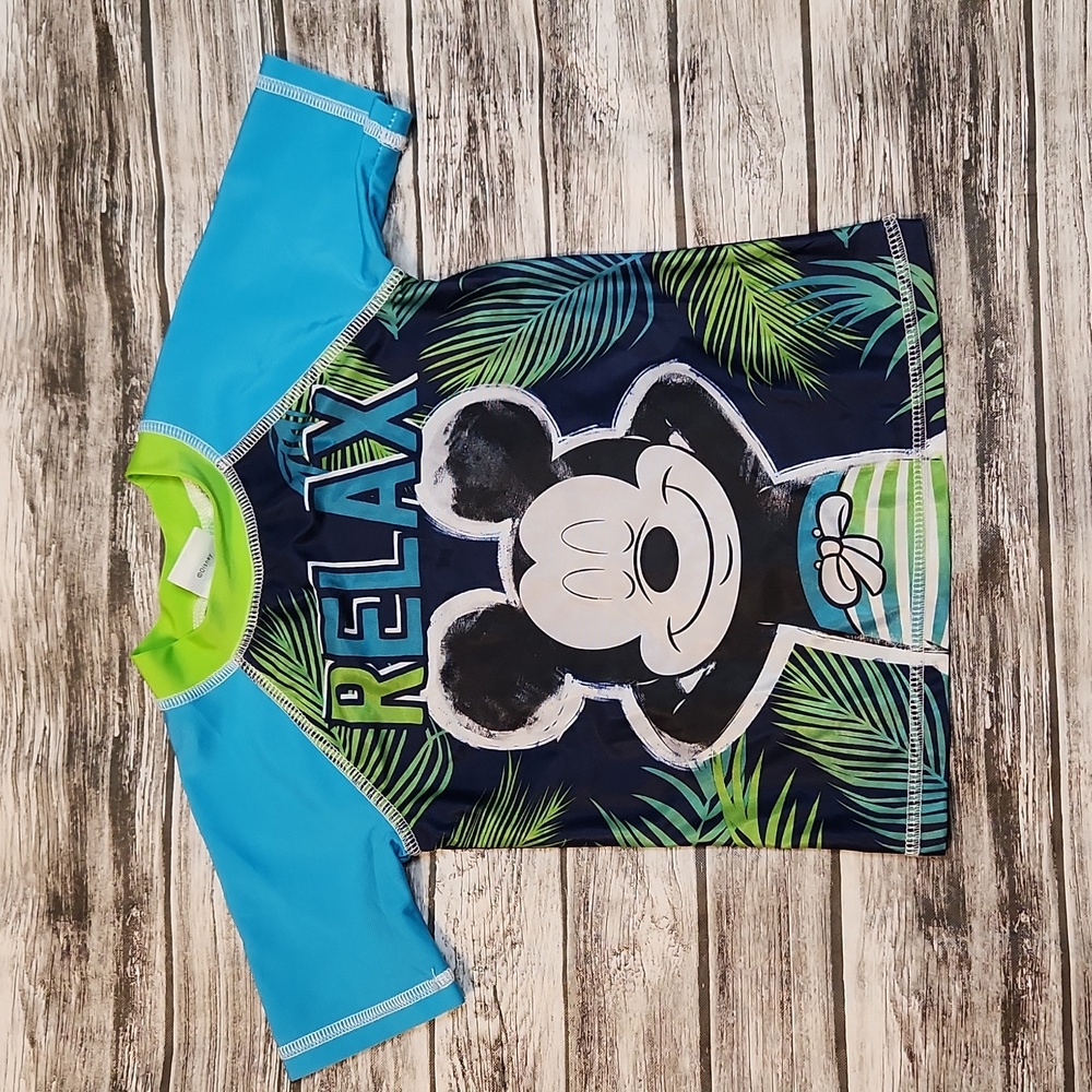 Disney mickey blue and green rash guard